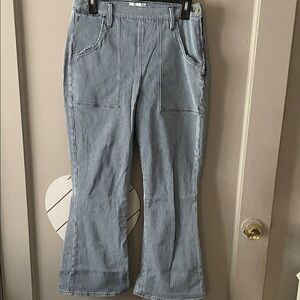 Frame Denim Blue Striped Flare Jeans